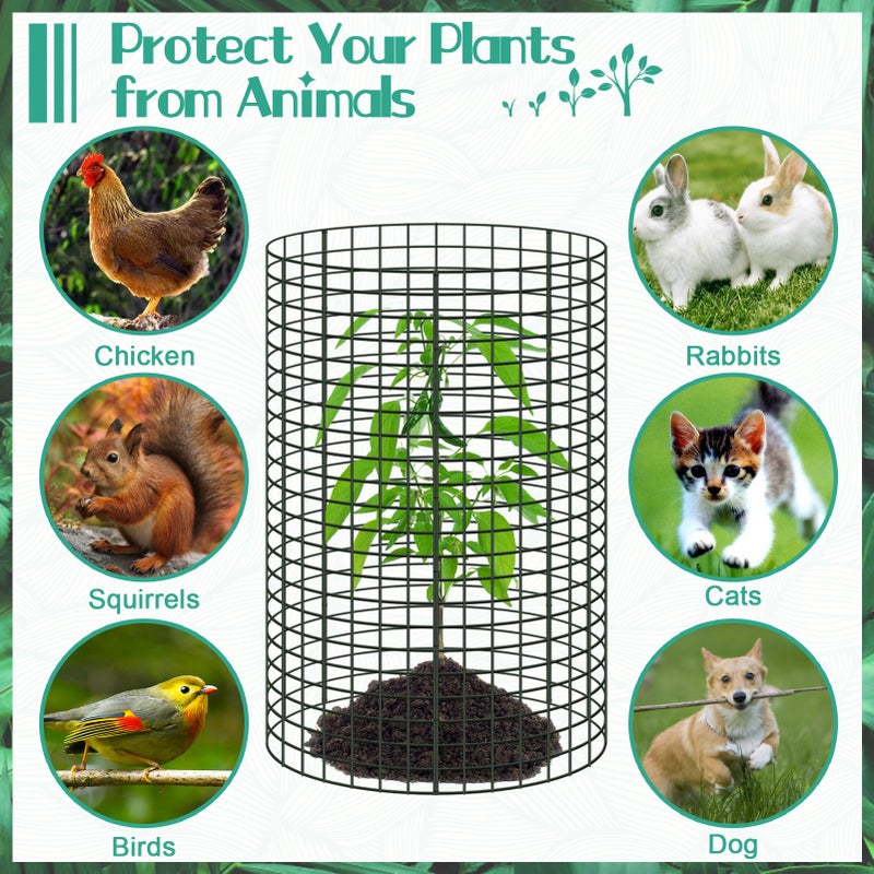 UJG 10 Packs 24"x 12" Large Wire Plant Protectors Wire Plant Cages Mesh Plant Cage Chicken Wire Cloche with Ground Stakes and Nylon Ties Protect Plants,Garden,Shrubs and Vegetables from Animals-30PCS - Image 4