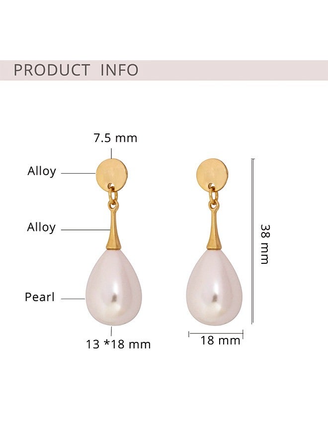 Baroque Imitation Pearl Clip Earrings Gold Plated Non Pierced Clip, Alloy Anti Rust Anti Corrosion Small and Portable Painless Earring, Fashion Simplicity Earring (Gold) - Image 2