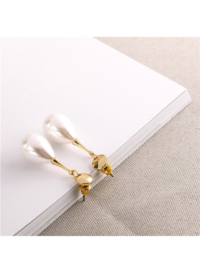 Baroque Imitation Pearl Clip Earrings Gold Plated Non Pierced Clip, Alloy Anti Rust Anti Corrosion Small and Portable Painless Earring, Fashion Simplicity Earring (Gold) - Image 4
