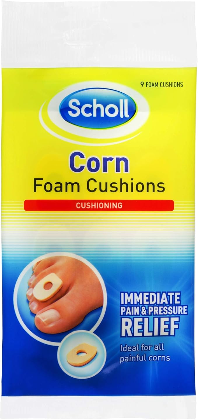 Scholl Corn Foam Cushions 9 Pads Corn Pain and Pressure Relief Pads Comfortable Padding with Adhesive - Image 1
