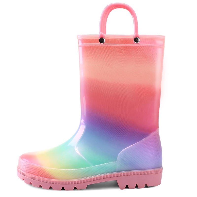 K KomForme Girls Boys Rain Boots Waterproof with Easy on Handles for Toddler/Little Kid/Big Kid - Image 1