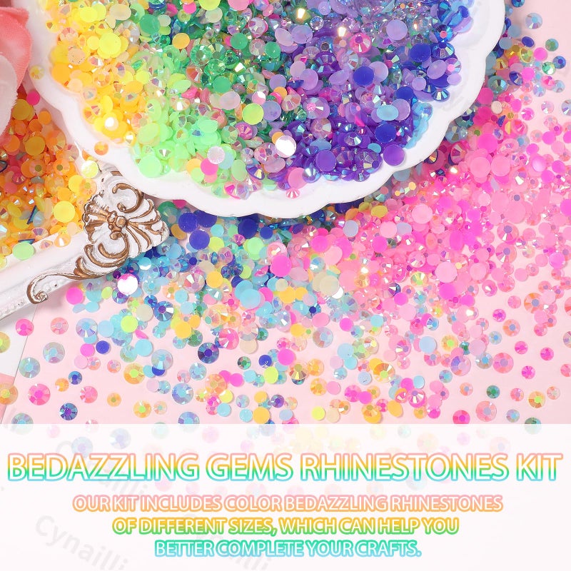 Cynailli 15 Grids Resin Rhinestones for Crafting, Colors Bedazzling Gems Kit, Jelly Resin Rhinestones for Nails Face Eyes Makeup Crafts Tumblers Bottles - Image 4