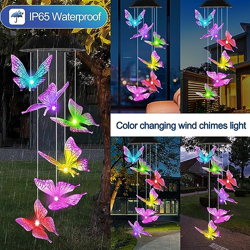 HiSolar Purple Butterfly Solar Wind Chimes Outdoor Color Changing Solar Lights Garden Decor Best Gifts for Mom Decorations Mobile Windchimes Unique Chiristmas Gifts - Image 3