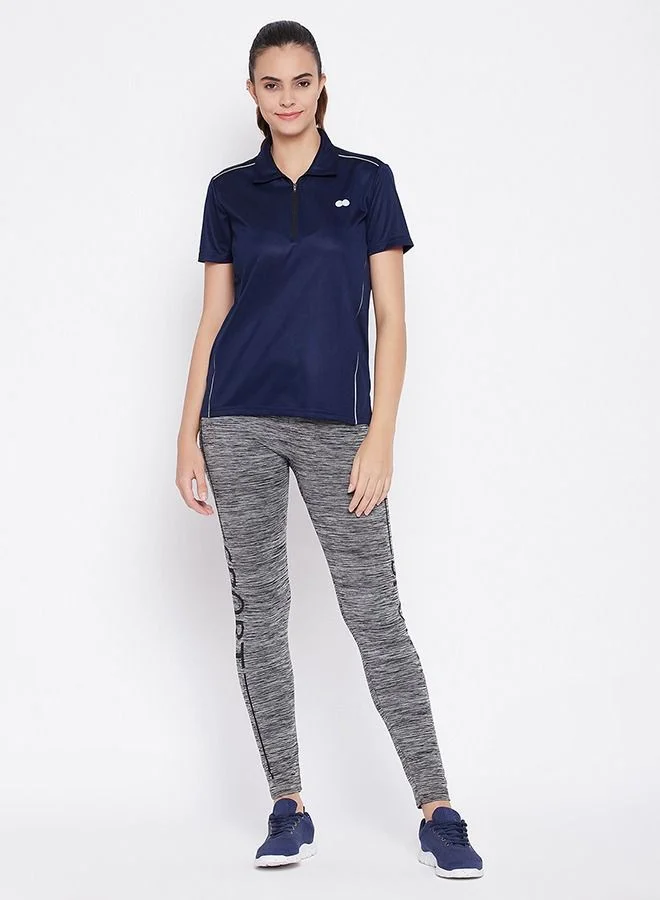 كلوفيا Clovia Comfort-Fit Active Polo T-shirt in Navy