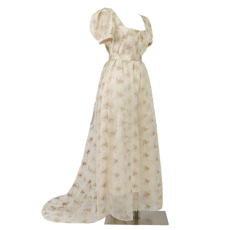 Vibsion Regency Dresses for Women Luxurious Embroidered Lace Empire Waist Dress 1800s Vintage Victorian Ball Gown XXL - Image 3