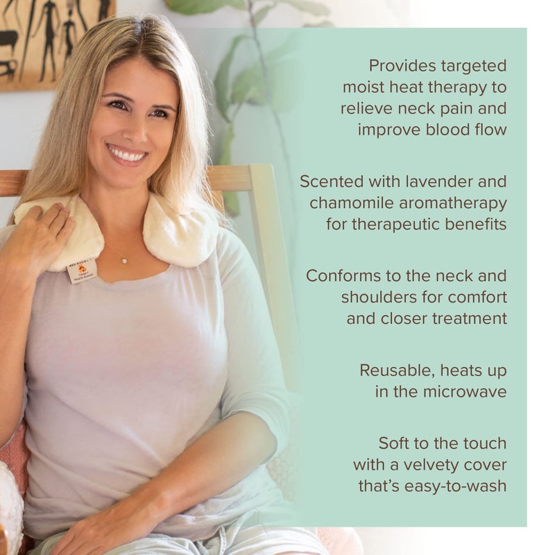 Bed Buddy Microwavable Heating Pad and Cooling Neck Wrap, Comfort Wrap for Neck and Shoulders, Microwavable for Moist Heat Therapy and Freezable for Cooling, White, Lavender & Chamomile Aromatherapy - Image 2
