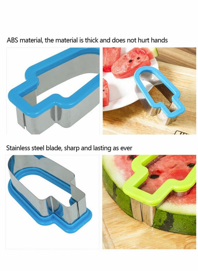 Kids Popsicle Molds - 2 Pack Watermelon Slice Shape, Stainless Steel Fruit Cutter for Fun Family Parties & Camping  - Image 2
