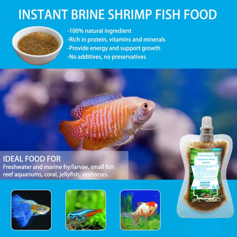 JADINGSFARM Brine Shrimp Fish Food, Ready to Use Aquarium Fish Food, Non-Living Instant Food for Betta Saltwater Marine Freshwater Fish (Adult Brine Shrimp) - Image 3