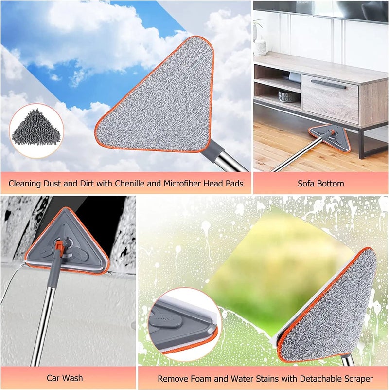 Calyrex 360 Degree Rotatable Triangle Mop Adjustable Chenille Microfiber Mop Multifunctional Triangular Cleaning Supplies for Glass Floor Wall Gap Corner Car Wash - Image 4