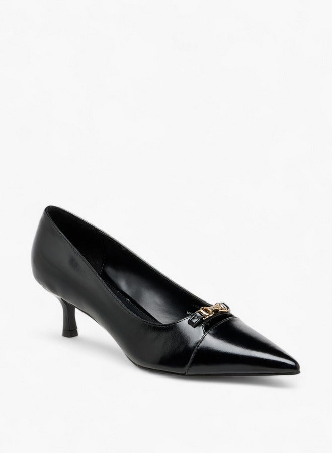 Celeste Women's Solid Slip-On Pumps with Kitten Heels - Image 2