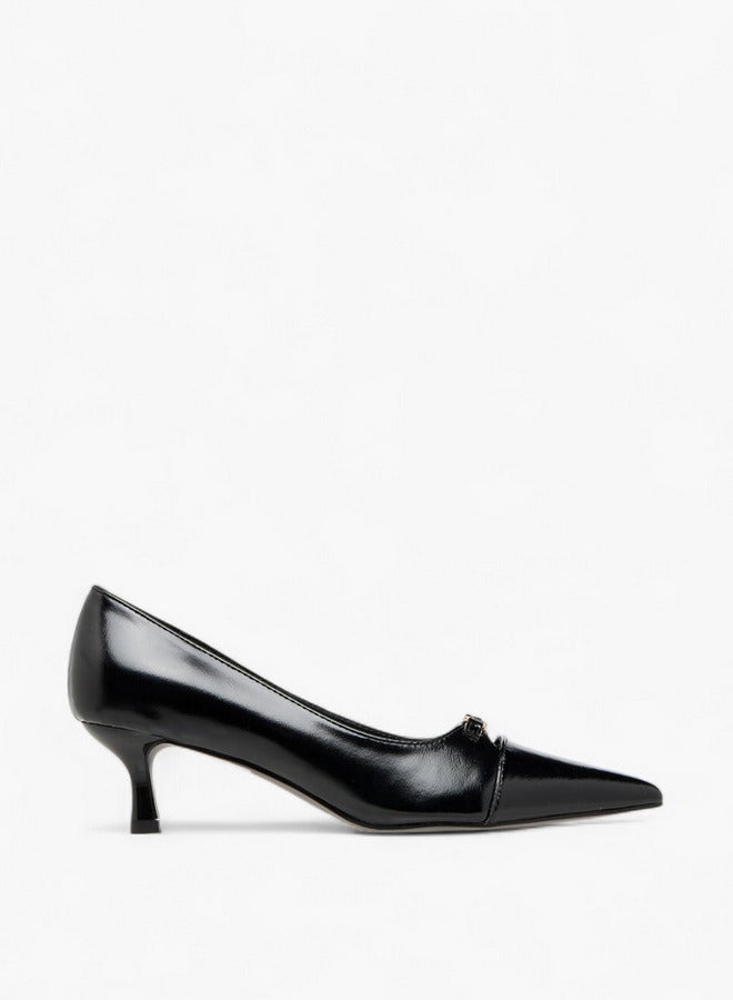 Celeste Women's Solid Slip-On Pumps with Kitten Heels - Image 3