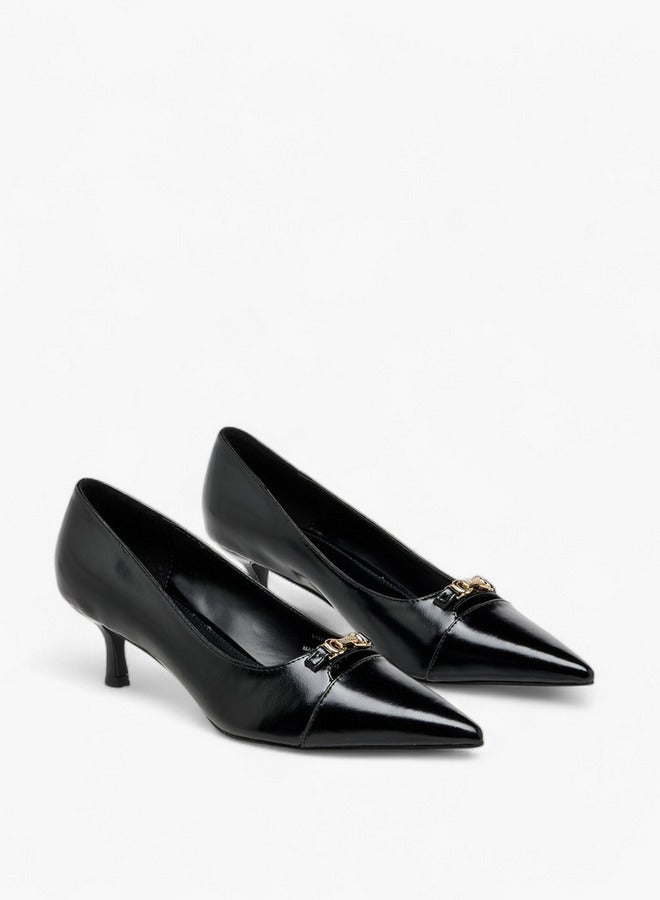 Celeste Women's Solid Slip-On Pumps with Kitten Heels - Image 1