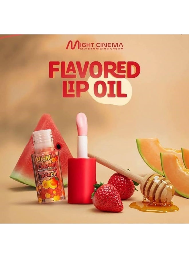 Might Cinema Lip Oil Peach Flavored Moisturizing Lip Balm - Image 3
