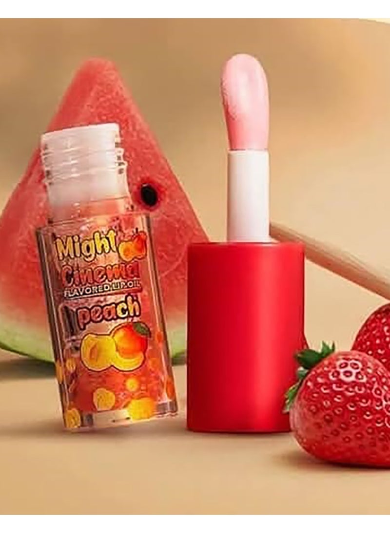 Might Cinema Lip Oil Peach Flavored Moisturizing Lip Balm - Image 2
