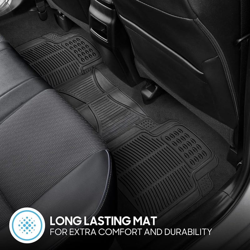 BDK ProLiner Floor Mats for Cars Trucks SUV, Black 3-Piece Heavy Duty Car Mats with Universal Fit Design, All Weather Car Floor Liners - Image 5