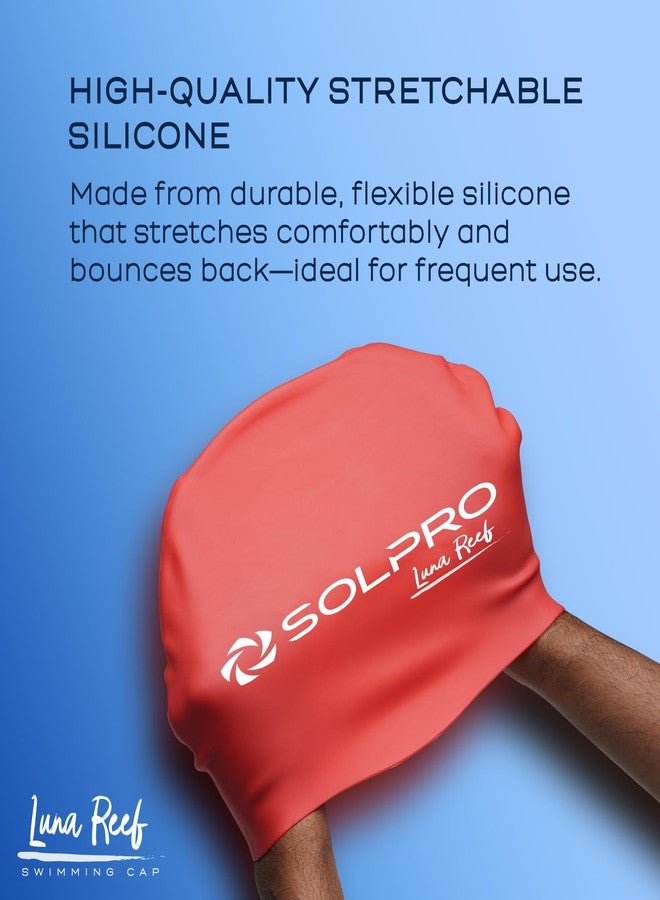 Solpro Luna Reef Unisex Swimming Cap|for Men,Women,Boys,Girls,Athletes,Swimmers|for Training,Competition in Swimming Pool,Water Sport,Beach,Water Park & Activties|One Size Fits All(Red) - Image 5