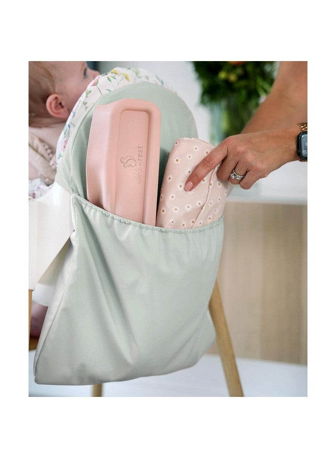 Nibble and Rest Highchair Handy Pocket Pouch, Compatible with IKEA Antilop Highchair, High Chair Accessories, Wipeable and Waterproof Material, One Large Pouch with an Internal Zip Pocket-(Sage) - Image 1