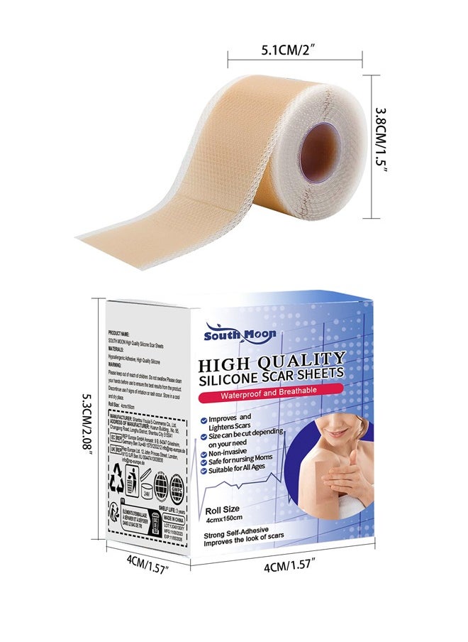 SOUTH MOON - 1 Piece Silicone Scar Table - Scar Silicone Strip - Breathable Silicone Tape - Thin Silicone Scar Tape (1.5" * 59" per roll) - Image 1