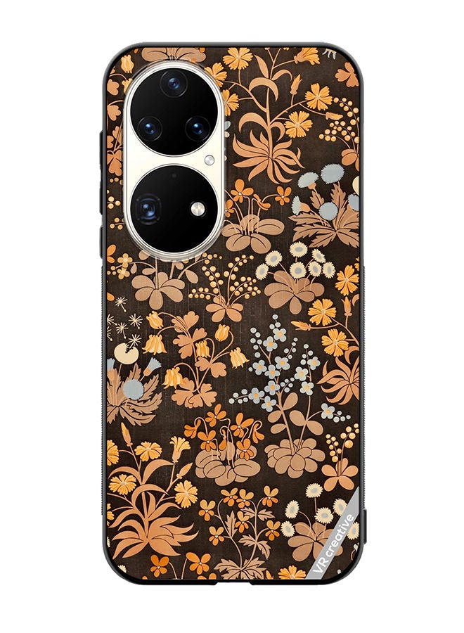 VR CREATIVE Protective Case Cover For Huawei P50 Pro Brownie Flower Design Multicolour - Image 1