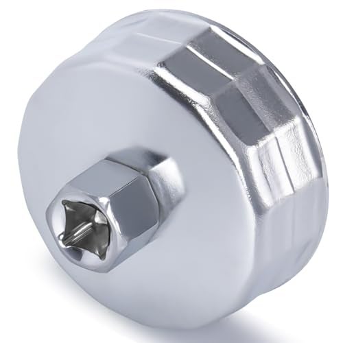 ELECHOI 7374mm 15 Flutes Oil Filter Cap Wrench Removal Tool Socket Compatible with AC Delco PF63PF64 Oil Filter for Chrysler GM Equinox 15L and Chevy Silverado 43L Engine Silver HeavyDuty Alloy Steel - Image 1
