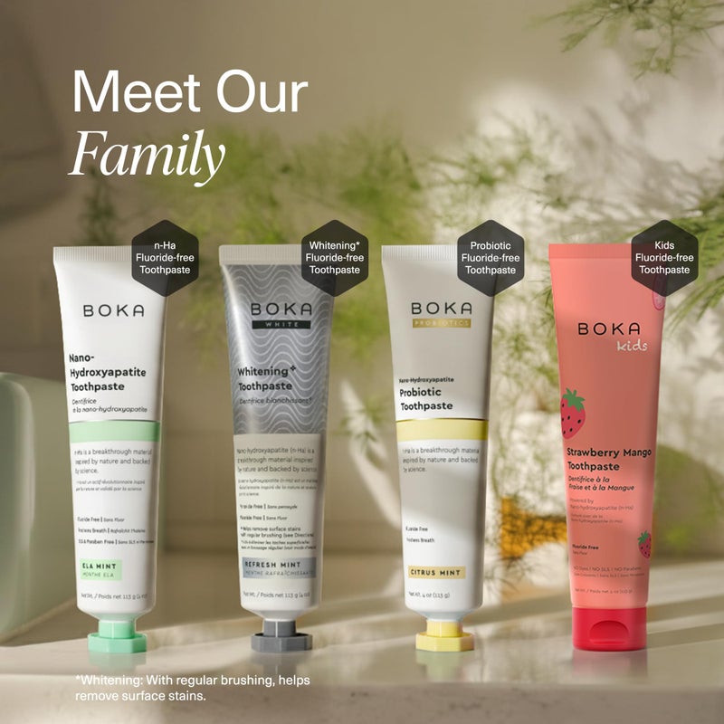 BOKA معجون أسنان بوكا الخالي من الفلورايد - هيدروكسيباتيت نانوي، يعيد التمعدن، للأسنان الحساسة، مبيض - ينصح به أطباء الأسنان للعناية بالفم للبالغين والأطفال - بنكهة النعناع، 4 أونصة سائلة عبوة واحدة - صُنع في الولايات المتحدة - Image 4
