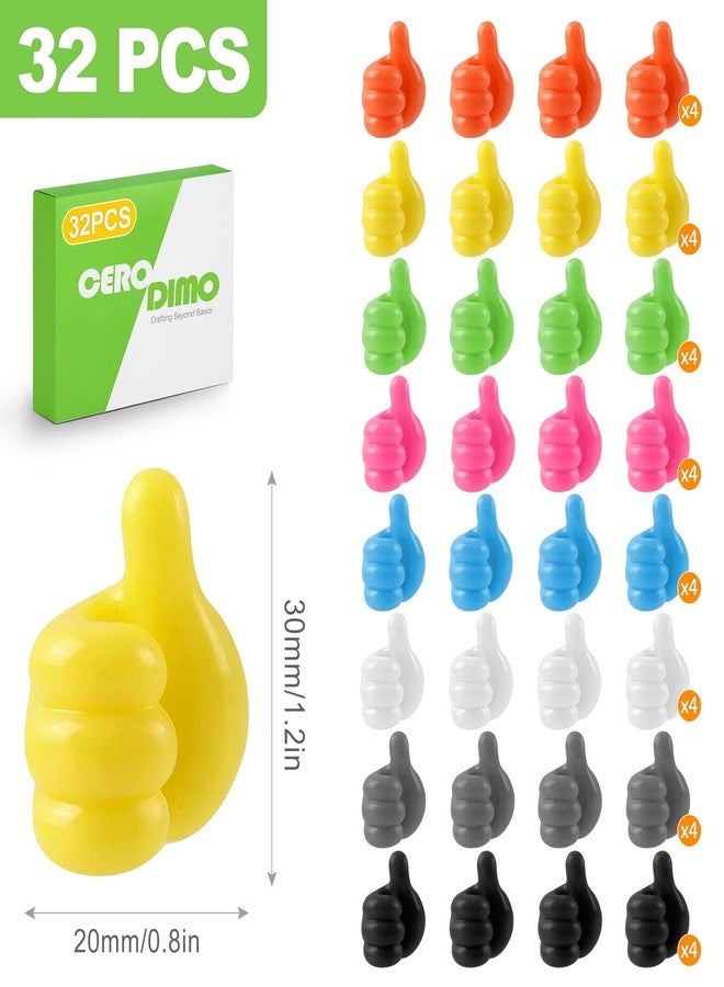 CeroDimo 32 PCS Creative Silicone Thumbs Up Wall Hook - Multi-Function Self-Adhesive Holder for Cables, Keys, Makeup Brushes, Desk Organizer - Cute Pencil Holder - Image 2