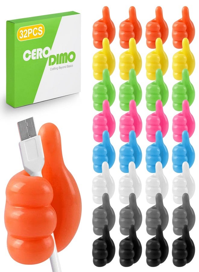 CeroDimo 32 PCS Creative Silicone Thumbs Up Wall Hook - Multi-Function Self-Adhesive Holder for Cables, Keys, Makeup Brushes, Desk Organizer - Cute Pencil Holder - Image 1