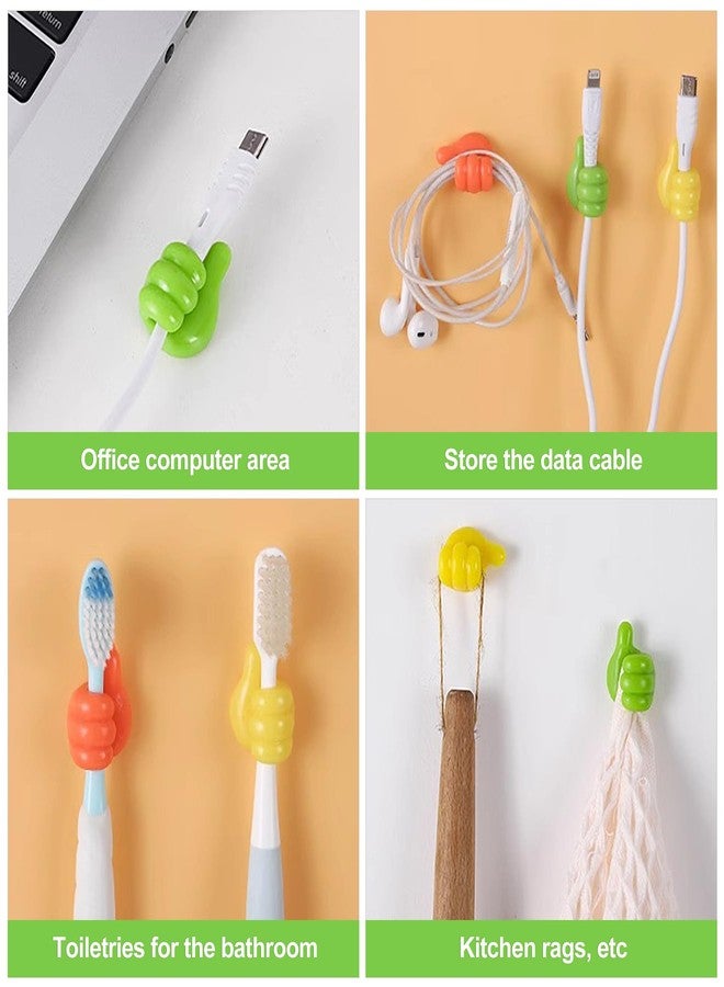 CeroDimo 32 PCS Creative Silicone Thumbs Up Wall Hook - Multi-Function Self-Adhesive Holder for Cables, Keys, Makeup Brushes, Desk Organizer - Cute Pencil Holder - Image 3