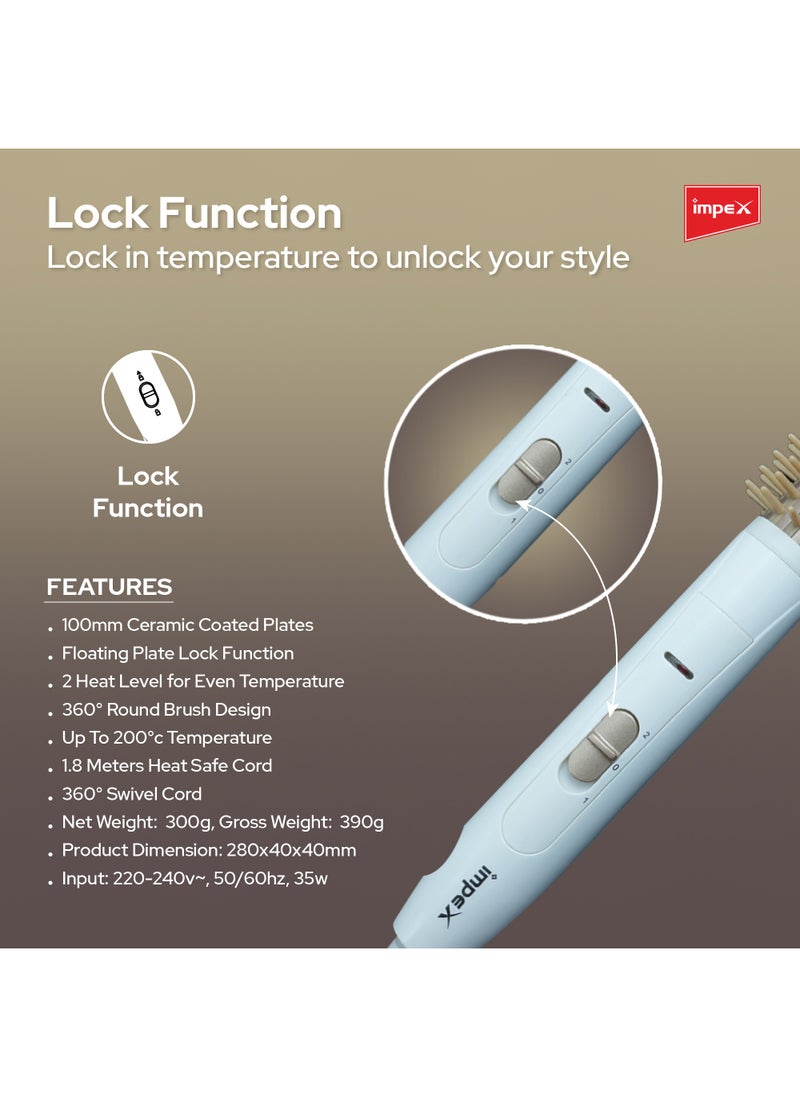 Impex - Ceramic Coated 2 in 1 Hair Straightener,360° Swivel Cord,100mm Ceramic Soleplate,2 Heat Levels,200° Temperature Control,35 Watts,2-Year Warranty-HS 303 - Image 1