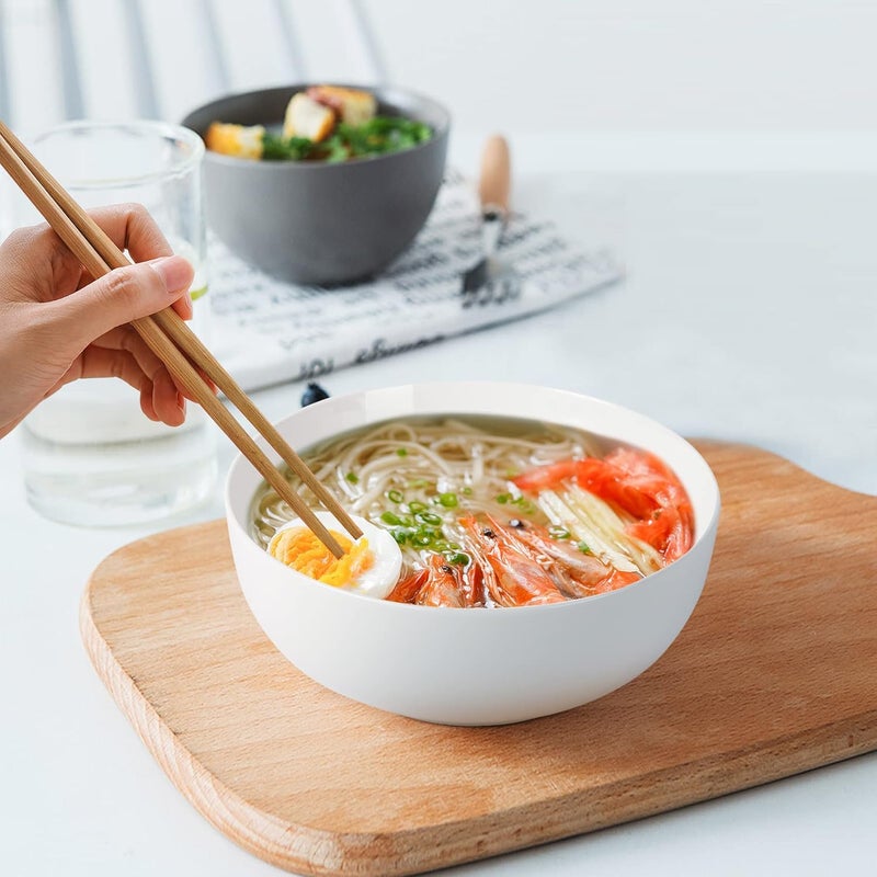 GAOMON 8 Porcelain Soup BowlSet of 3 Ceramic Soup Bowls Salad Bowl for Pasta and Fruit Stackable Round LargeWhite - Image 2