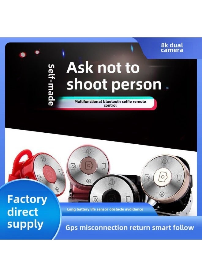 Mobile Phone Bluetooth Remote Control Self-timer Multi-function Rechargeable Self-timer Most Mobile Phone Universal Buttons To Shoot Video-Color:Local Gold [rechargeable Remote Control] - Image 1