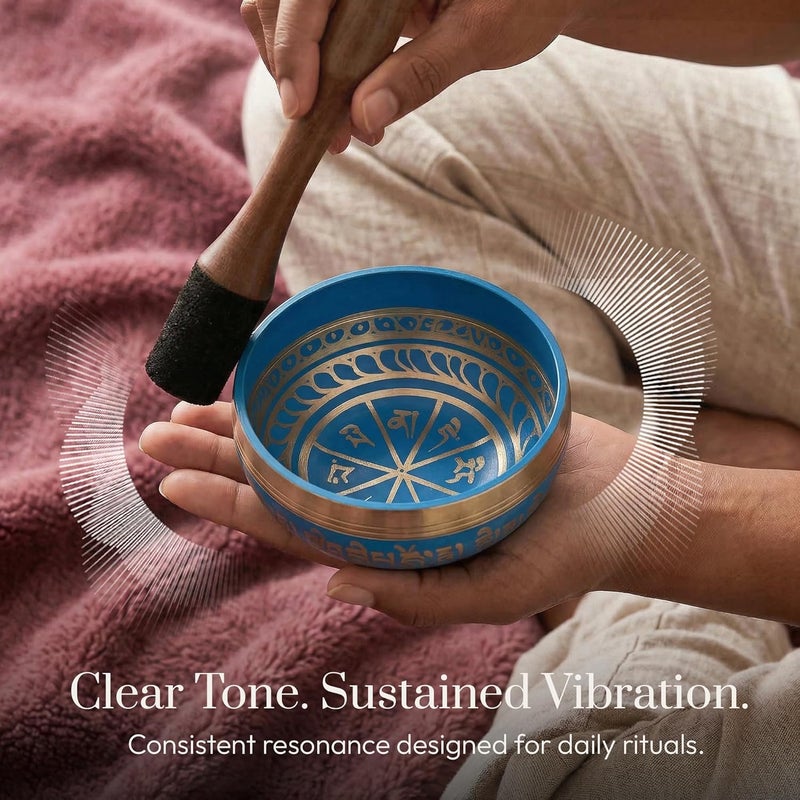 Silent Mind Tibetan Singing Bowl Set – Authentic Hand-Tuned Sound Bowl for Meditation – Complete Meditation Bowl Kit with Cushion, Mallet & Guide – Perfect Tibetan Bell for Yoga, Relaxation, & Sound Healing - Image 3