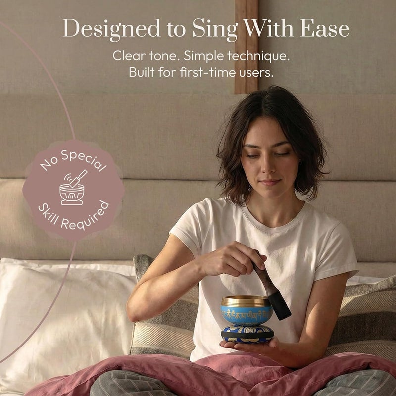 Silent Mind Tibetan Singing Bowl Set – Authentic Hand-Tuned Sound Bowl for Meditation – Complete Meditation Bowl Kit with Cushion, Mallet & Guide – Perfect Tibetan Bell for Yoga, Relaxation, & Sound Healing - Image 2