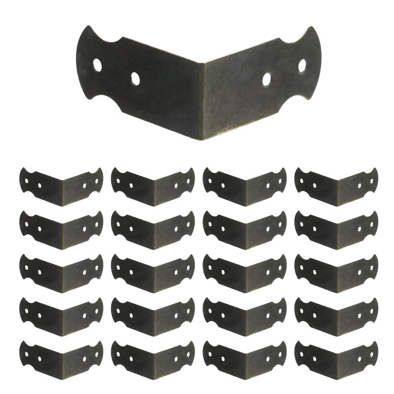 Geesatis 16 X 07 Set of 20 Right Angle Decorative Corner Protector Box Edge Cover Bracket with Mounting Screws Iron Bronze