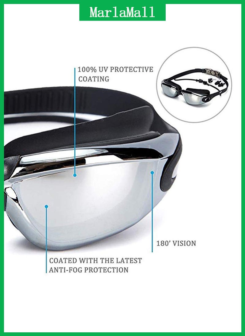 MarlaMall Swim Goggles Swim Cap Sets for Adult Men Women Girls Black - Image 4