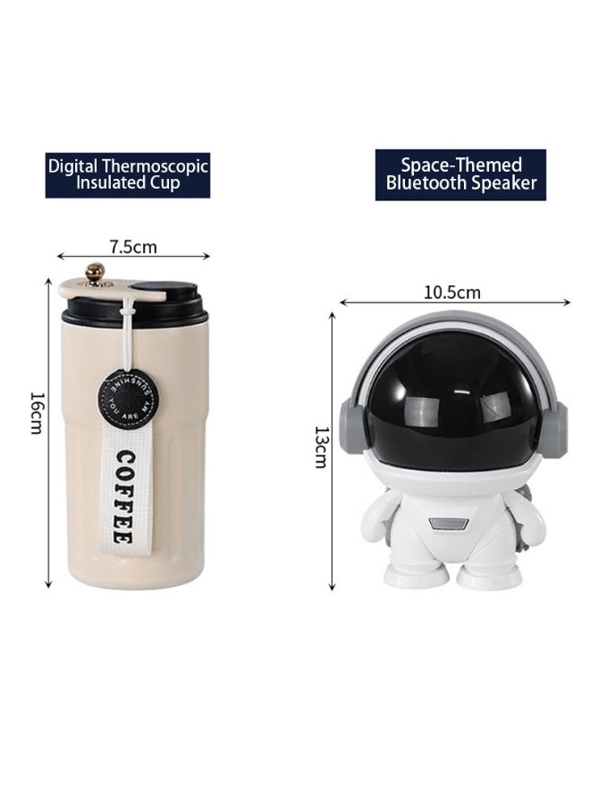 KINGMAZI Astronaut Gift Box Set - 3 Desktop Decor + Bluetooth Speaker & 316 Stainless Steel Smart Thermos | Unique Office/Birthday Gifts for Men - Image 3