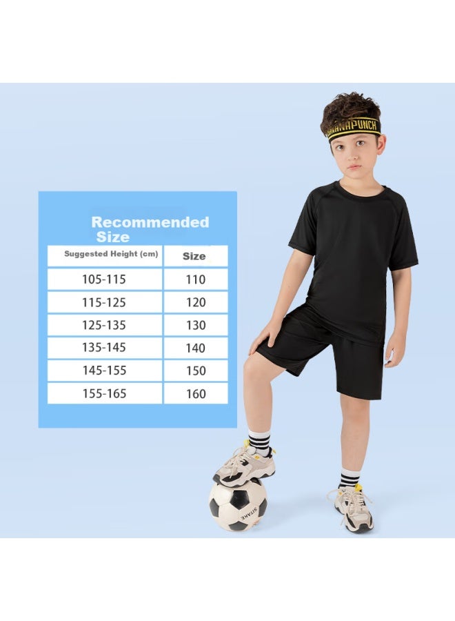 Fandimu Kids Sports Set Boys Girls Compression Suit Training Running Youth Soccer Jersey Fitness Badminton Shirt - Image 3