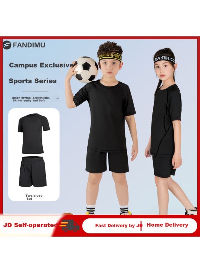 Fandimu Kids Sports Set Boys Girls Compression Suit Training Running Youth Soccer Jersey Fitness Badminton Shirt - Image 1