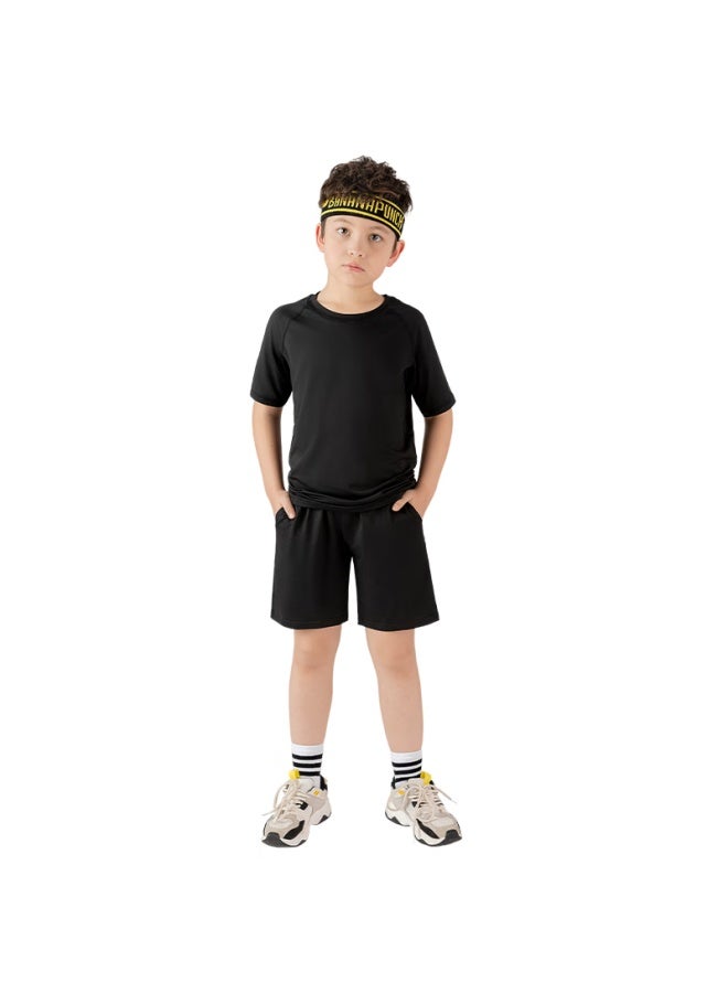 Fandimu Kids Sports Set Boys Girls Compression Suit Training Running Youth Soccer Jersey Fitness Badminton Shirt - Image 5