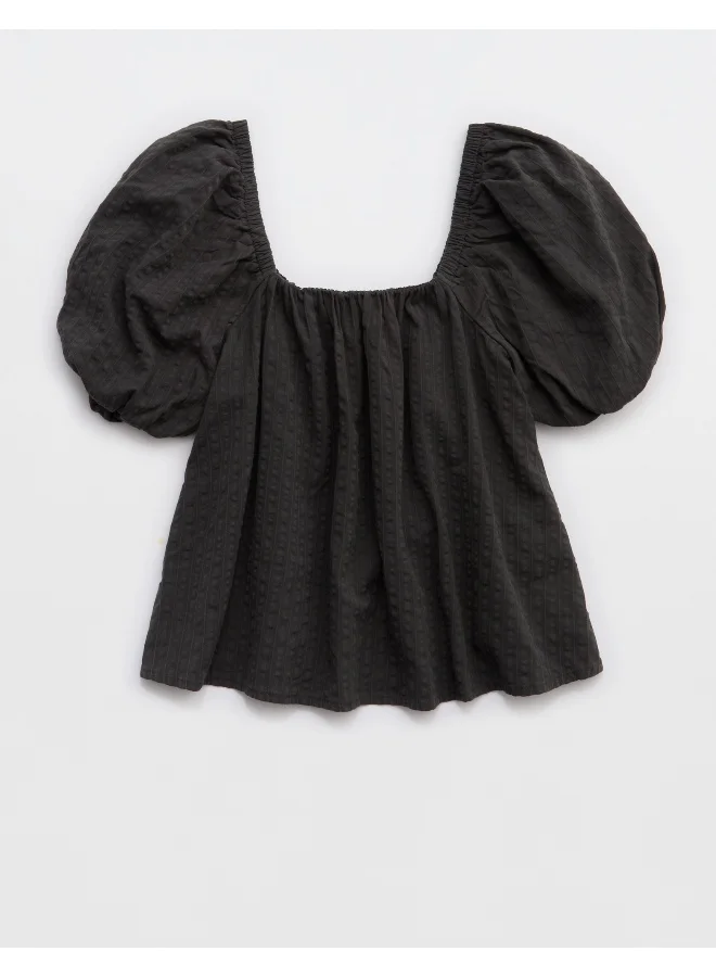 Aerie Aerie Seersucker Puff Sleeve Top