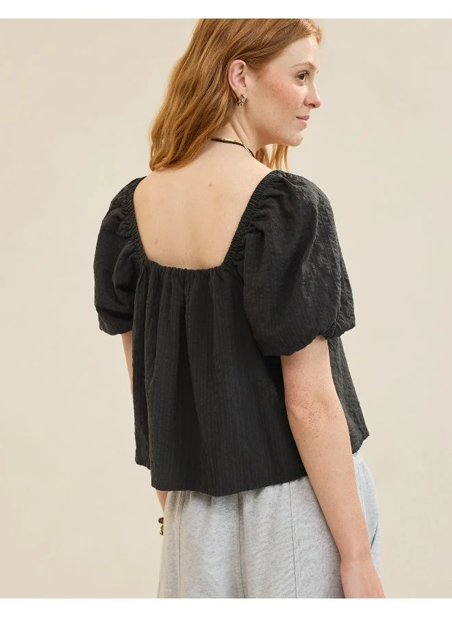 Aerie Aerie Seersucker Puff Sleeve Top