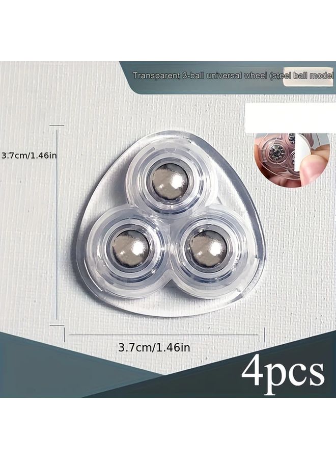Transparent 4 Packs Self Adhesive Ball Caster Wheels 360 Rotating Sticky Swivel Pulley - Image 1