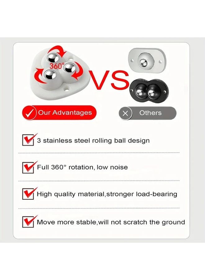 Transparent 4 Packs Self Adhesive Ball Caster Wheels 360 Rotating Sticky Swivel Pulley - Image 4