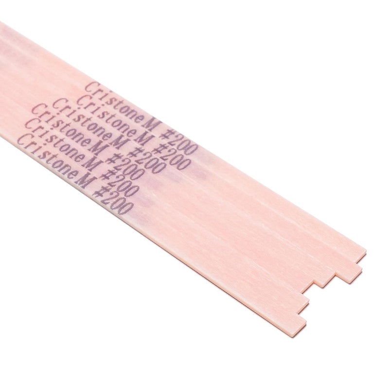 Miracle Cristone Ceramic Fiber Stones 6-Pack – 3 15/16" x 5/32" x 1/32", #200 Pink – Grinding Polishing Metal Wood Plastic – Compatible with Air, Electric, Ultrasonic Tools, Hand Holders - Image 1