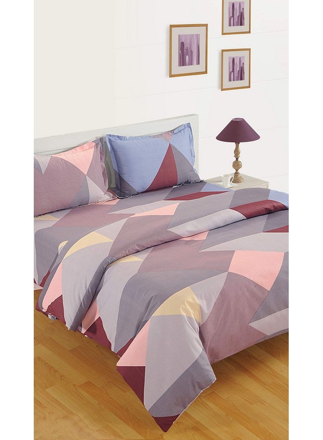 Swayam 200 TC Geometric Print Cotton Extra Large Bed Sheet with 2 Pillow Cover - Grey, Maroon (14032) - Image 5
