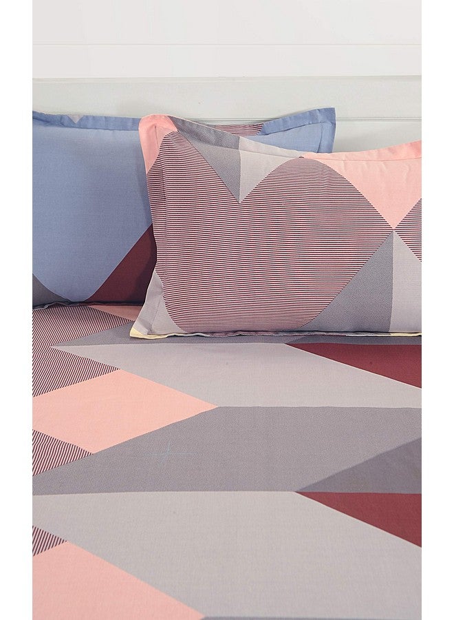 Swayam 200 TC Geometric Print Cotton Extra Large Bed Sheet with 2 Pillow Cover - Grey, Maroon (14032) - Image 3