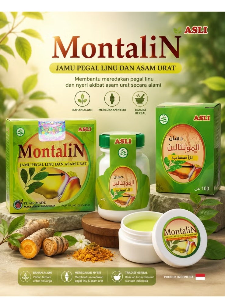 The Montalin range for treating joint, bone, and gout pain contains Montalin capsules, Montalin ointment (50 ml), and Montalin ointment (100 ml).