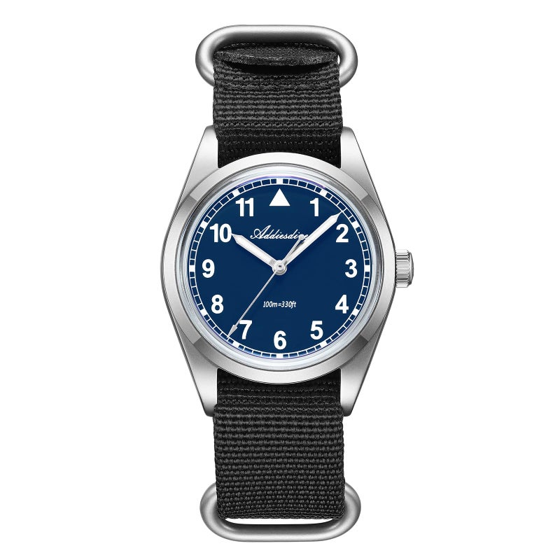 ADDIESDIVE 12MM Military Watches for Men Women VH31 Analog Quartz Blue Dial Super Luminous 100M Waterproof Sweep Second Hand Simple FieldStyle Watch with Nylon Strap - Image 2