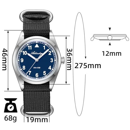 ADDIESDIVE 12MM Military Watches for Men Women VH31 Analog Quartz Blue Dial Super Luminous 100M Waterproof Sweep Second Hand Simple FieldStyle Watch with Nylon Strap - Image 3