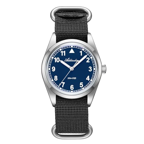 ADDIESDIVE 12MM Military Watches for Men Women VH31 Analog Quartz Blue Dial Super Luminous 100M Waterproof Sweep Second Hand Simple FieldStyle Watch with Nylon Strap - Image 1